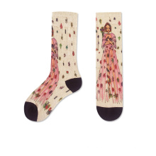 3D printing golden silk happy socks custom pattern  women crew socks sushi teen tube socks wholesale manufacturer